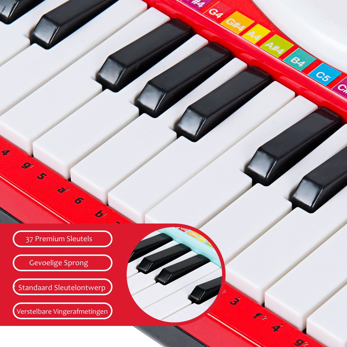 LIVSK Speelgoedpiano met 37 Toetsen - 8 Ritmes en 8 Instrumentgeluiden - Inclusief Microfoon en Opnamefunctie - 48 x 20 x 38 cm -