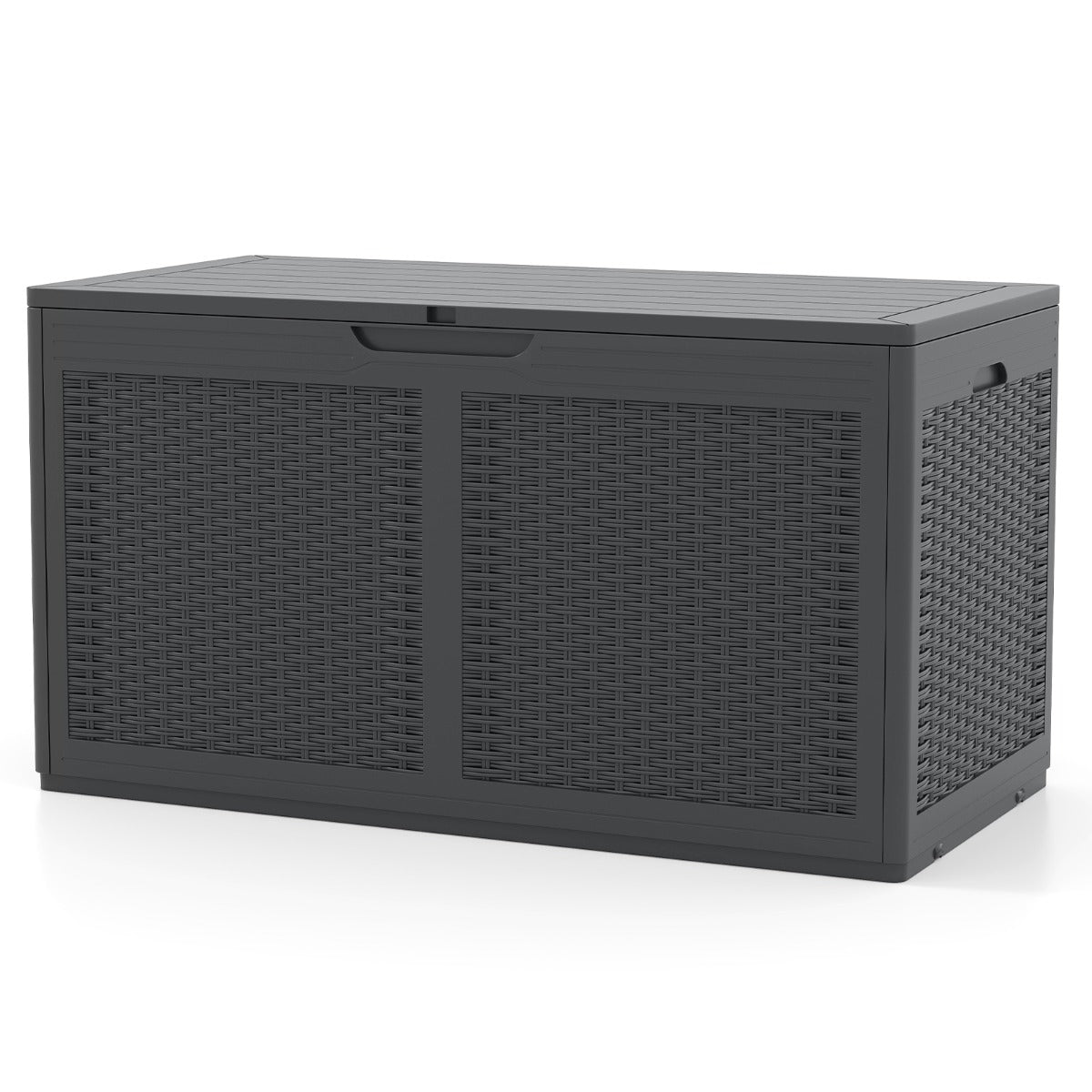 LIVSK Terrasbox met Wielen - Waterdicht PP-hars - 380L Inhoud - Dubbele Functie als Bank - Draagvermogen 200 kg - Grijs