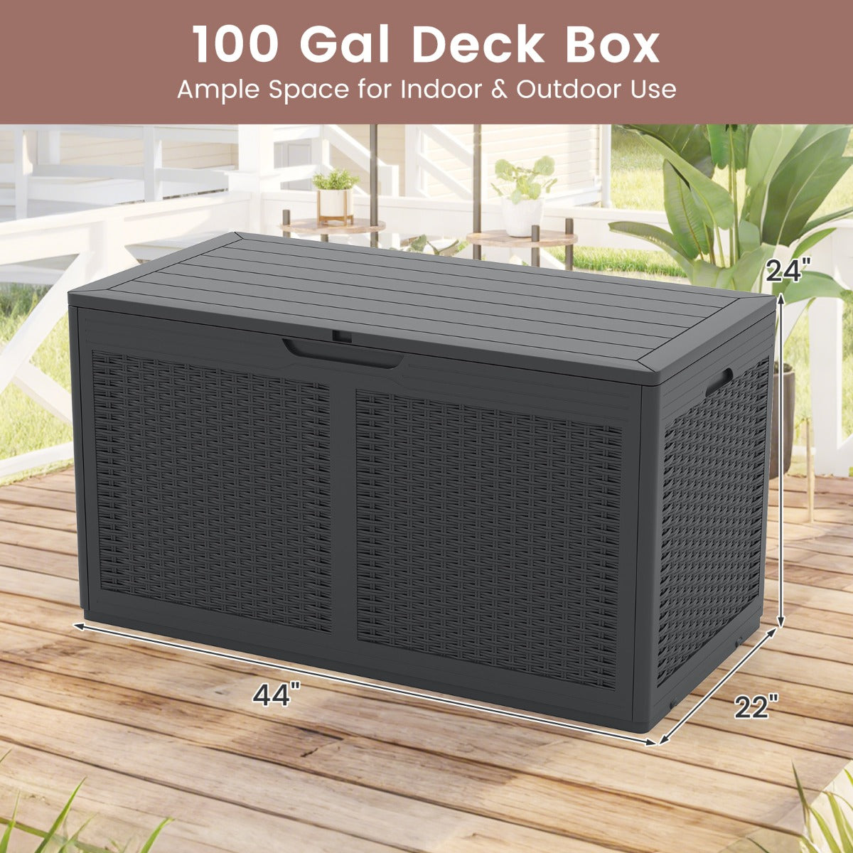 LIVSK Terrasbox met Wielen - Waterdicht PP-hars - 380L Inhoud - Dubbele Functie als Bank - Draagvermogen 200 kg - Grijs