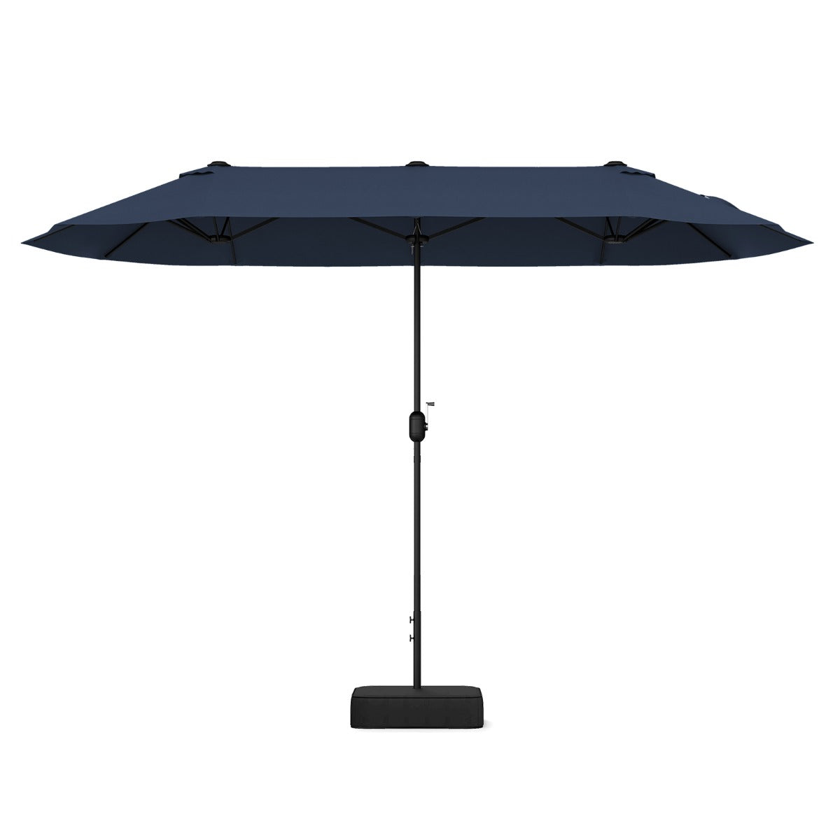 LIVSK Dubbele Terrasparasol - Groot Schaduwoppervlak 396 x 201 cm - Ventilatiegat - Weerbestendig - Stabiel Frame - Marineblauw