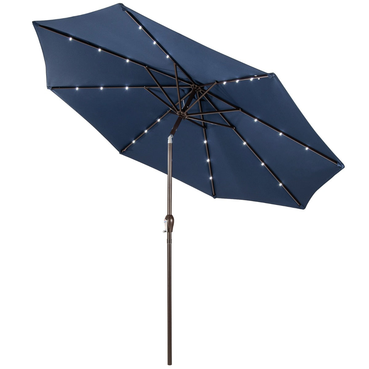 LIVSK Tuinparasol met Verlichting - 3 Meter - Kantelmechanisme - Zonne-energie - LED-verlichting - Wijnrood