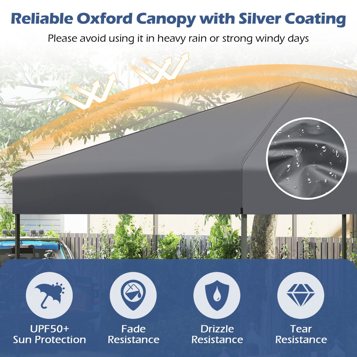 LIVSK Pop-up Paviljoen - UV50+ Zonbescherming - In Hoogte Verstelbaar - Eenvoudig Opzetbaar - 295 x 295 x 253-285 cm - Grijs