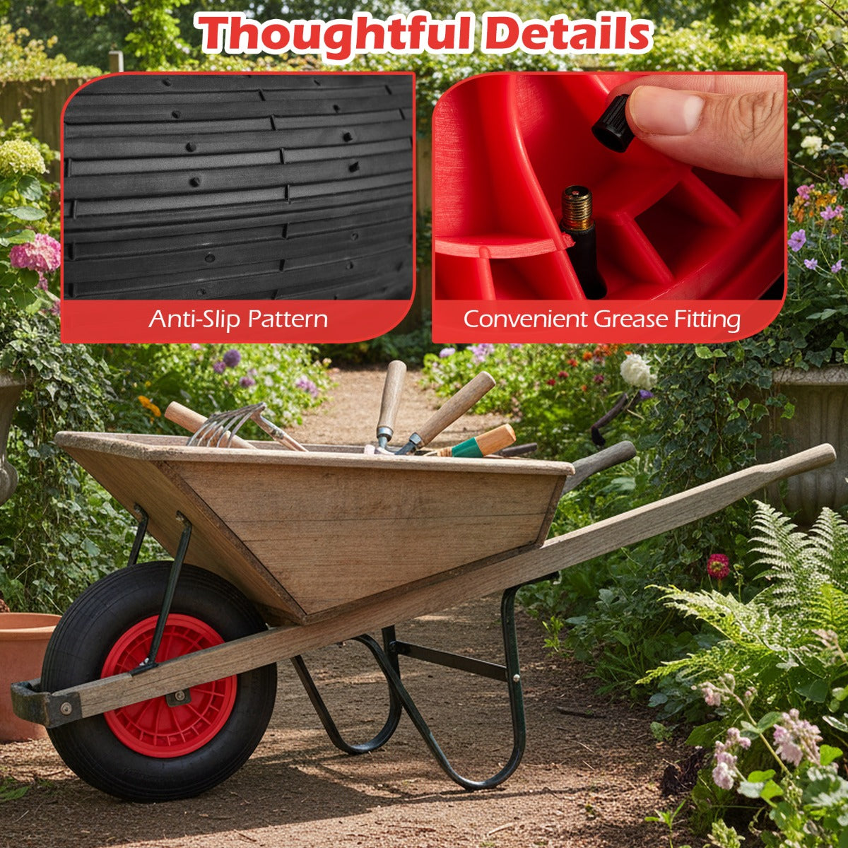 Livsk costway 4 80 4 00 8 handkarband en wiel 40 cm rubberen wiel met 2 cm lager en 88 cm naaf 1 stuk 3