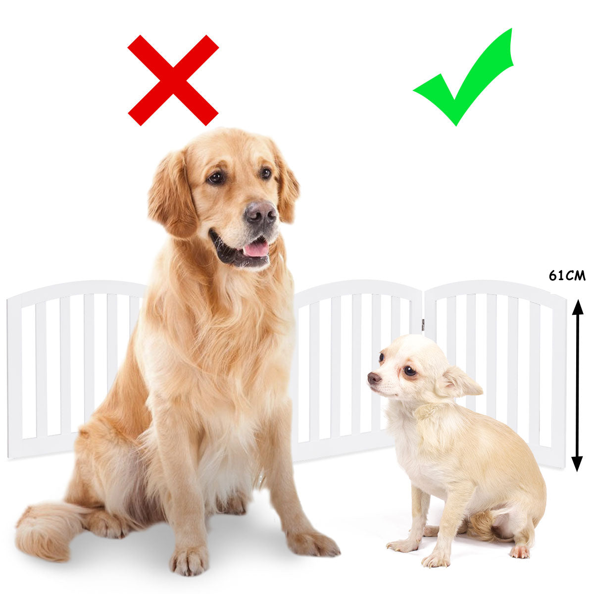 LIVSK Veiligheids Hondenhek - Vrijstaand en Opvouwbaar - MDF Constructie met Steunpoten - Flexibel en Duurzaam - Wit