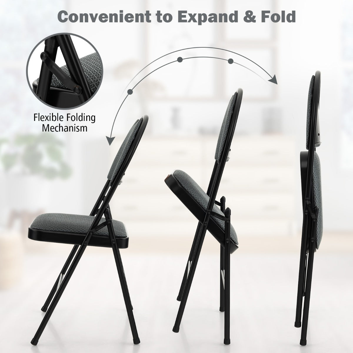 LIVSK Klapstoelenset - Ergonomische Rugleuning - Inklapbaar - Maximaal 120 kg - Voor School en Tuin - Grijs
