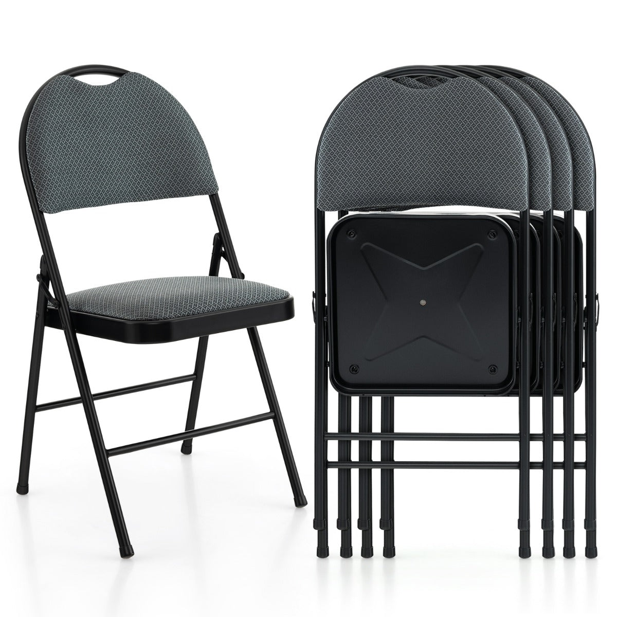 LIVSK Klapstoelenset - Ergonomische Rugleuning - Inklapbaar - Maximaal 120 kg - Voor School en Tuin - Grijs
