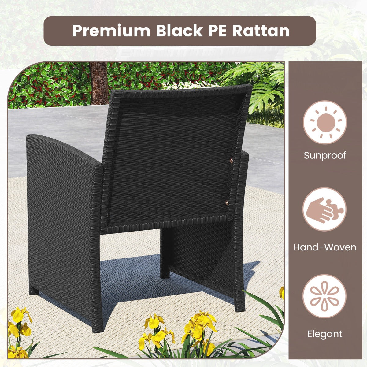 Livsk costway 4 delige pe rotan tuinset 2 zitsbank van riet met fauteuils en salontafel van gehard glas tuinmeubelen met kussens grijs