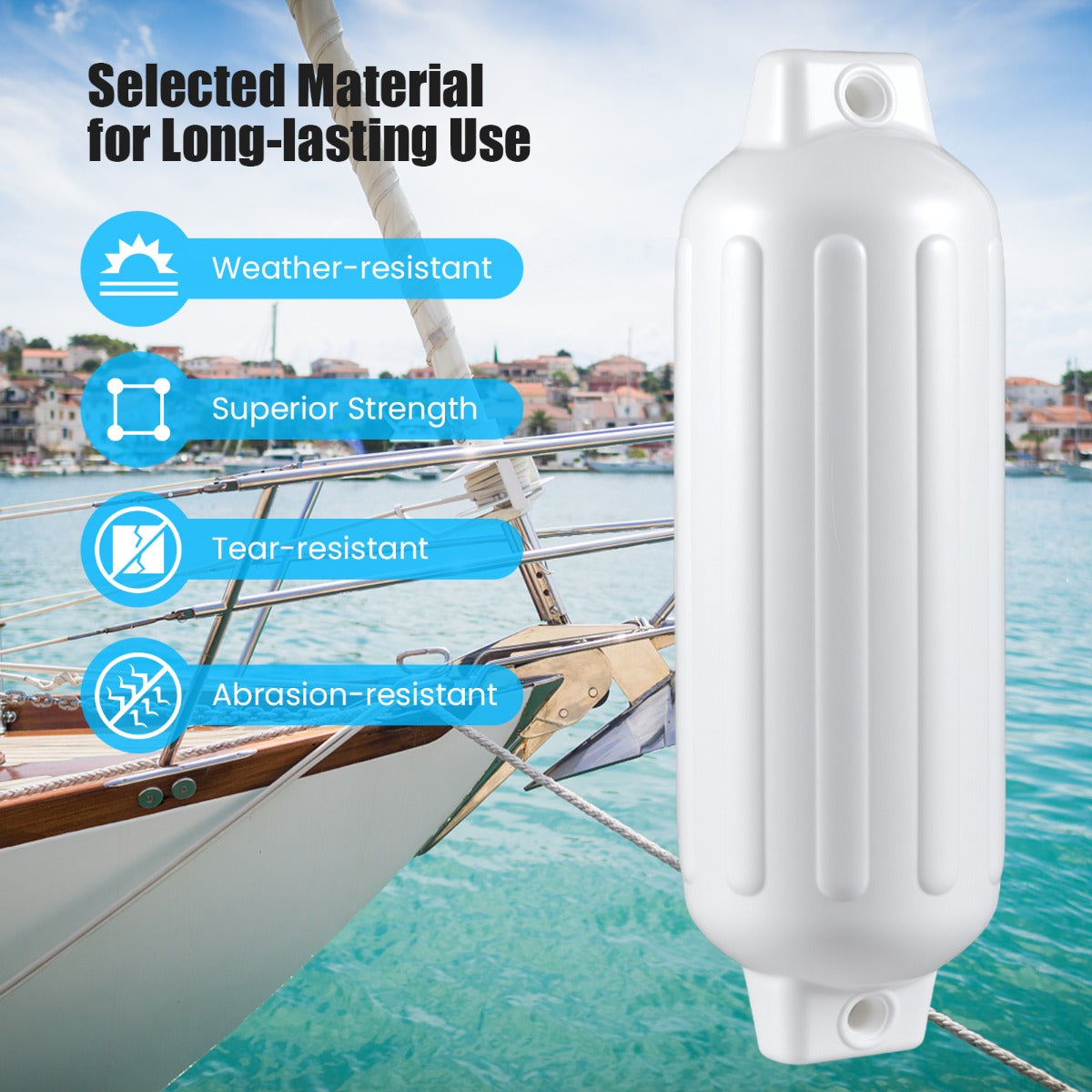 LIVSK Bootfender Set - Hoogwaardig PVC - Schokbestendig - Eenvoudige Montage - 68,5 x 21,5 cm - Wit