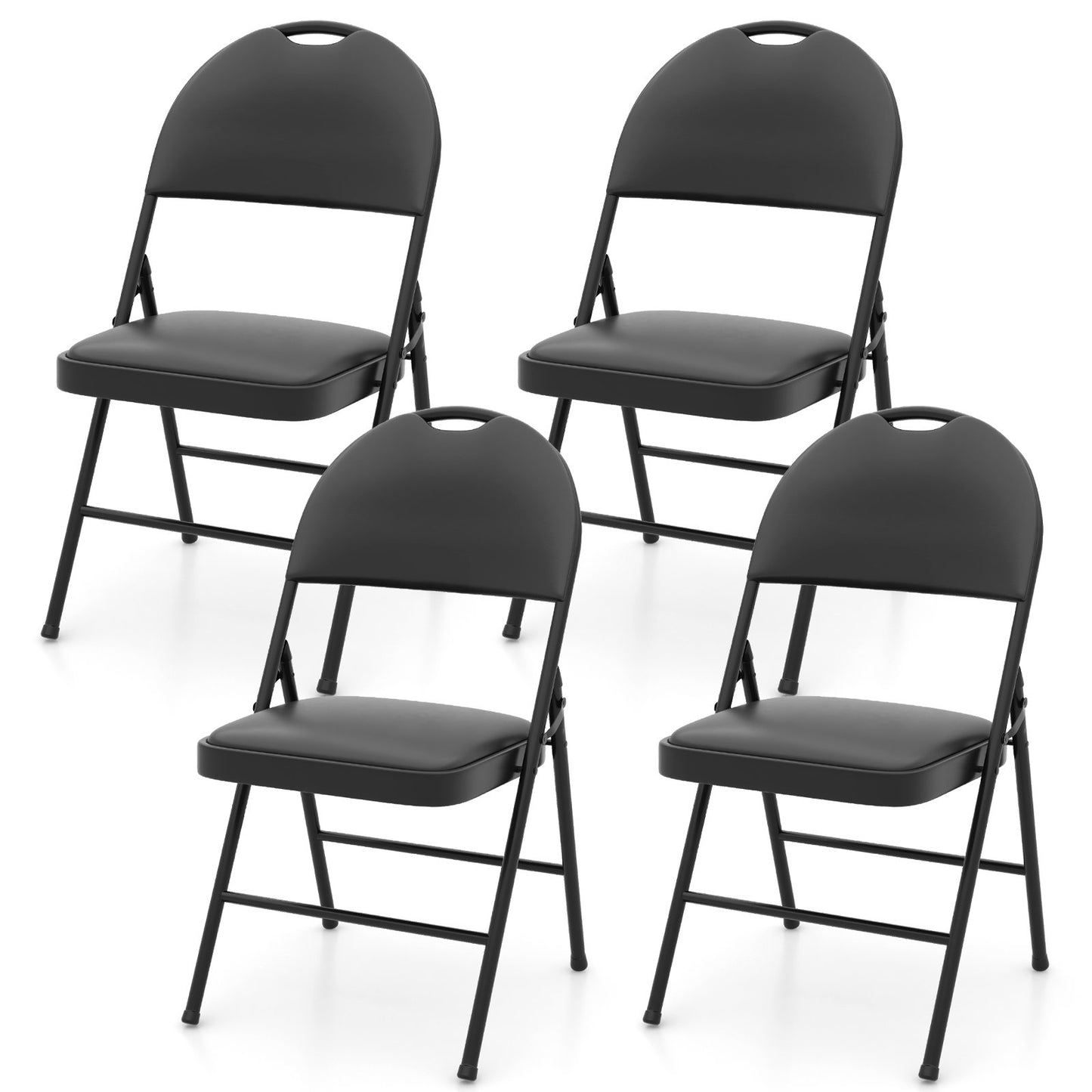 LIVSK 4-delige set Klapstoelen - Gevoerd met PVC-leer - Draagvermogen tot 150 kg - Opvouwbaar - Modern ontwerp - Zwart