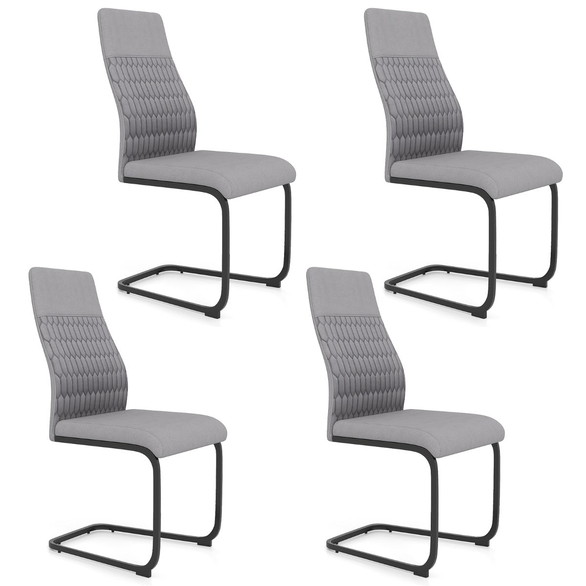 LIVSK Ergonomische Eetkamerstoel - Gebogen Rugleuning - U - vormig Frame - Hoogwaardig Schuimkussen - Voor Eetkamer en Woonkamer