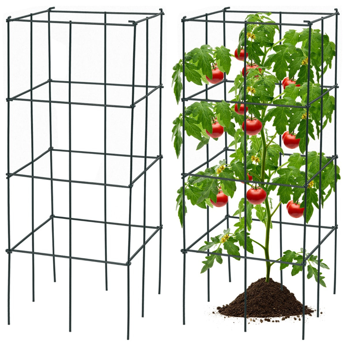 LIVSK 4-delige Tomaten Klimsteun - Stevig en Duurzaam - Slim Vergrendelingssysteem - Ideaal voor Klimplanten - Donkergroen