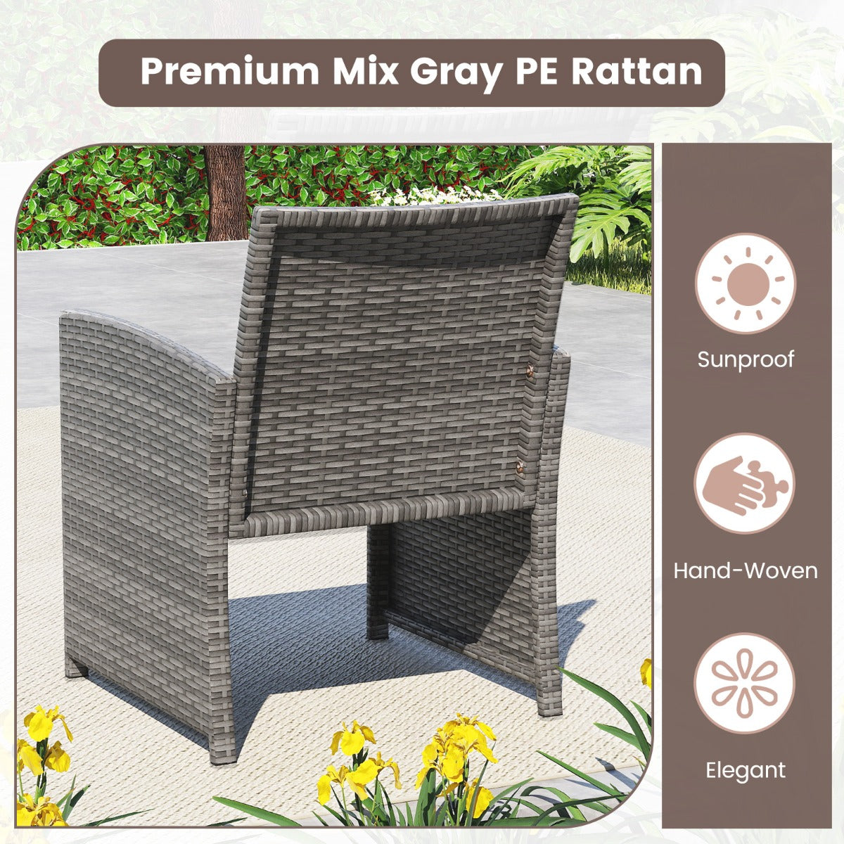 Livsk costway 4 delige tuinmeubelset conversatieset incl rotanstoel loveseat tafel balkonmeubelset met zitkussens tafelblad van veiligheidsglas grijs
