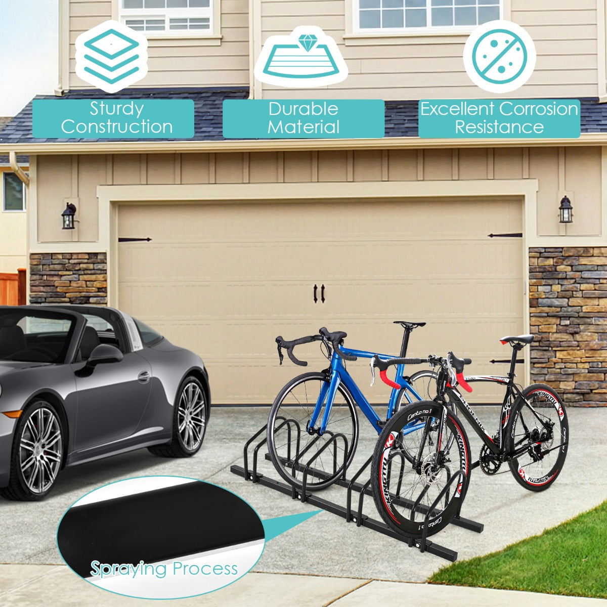 LIVSK Fietsenrek voor Kinderen - Stevig Staal - 4/5/6 Opslagposities - Compact en Lichtgewicht - Eenvoudige Montage - 120 x 32,5