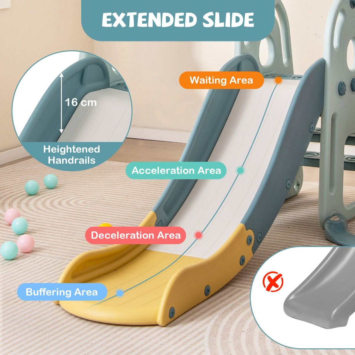 LIVSK 4-in-1 Kinderspeelset - Glijbaan, Schommel, Basketbalring en Trap - In hoogte verstelbaar - Voor kinderen vanaf 18 maanden