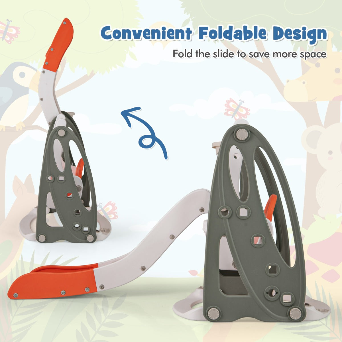 LIVSK Peuterglijbaan en Schommelset - 4-in-1 met Basketbalring - Veilig HDPE - Verstelbare Schommel - Voor Kinderen vanaf 18