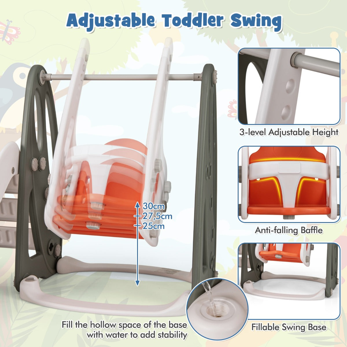 LIVSK Peuterglijbaan en Schommelset - 4-in-1 met Basketbalring - Veilig HDPE - Verstelbare Schommel - Voor Kinderen vanaf 18