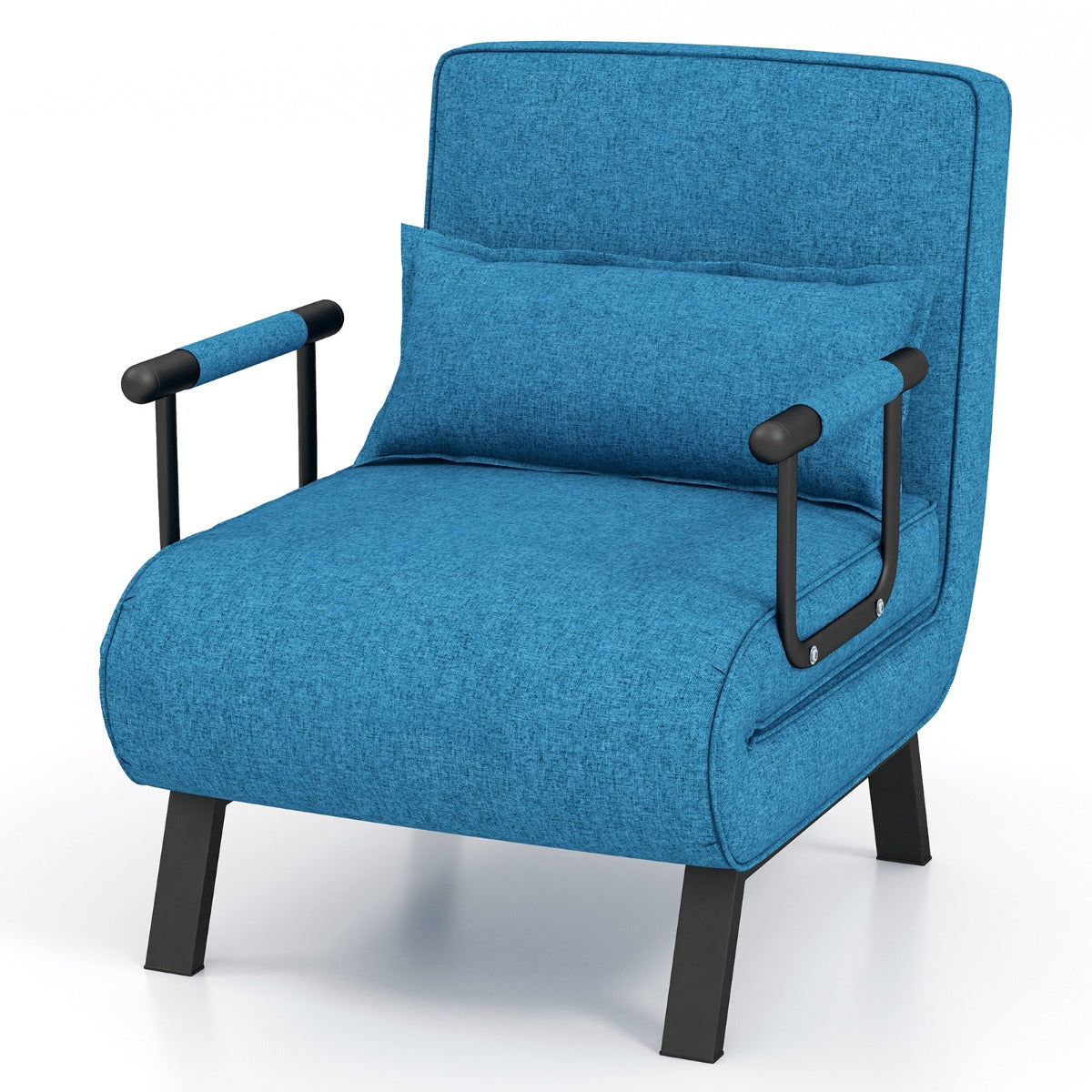 LIVSK Verstelbare Slaapstoel - Inklapbaar 4-in-1 Design - Hoogwaardig Linnen - 79 x 65 x 79 cm - Comfortabel - Blauw