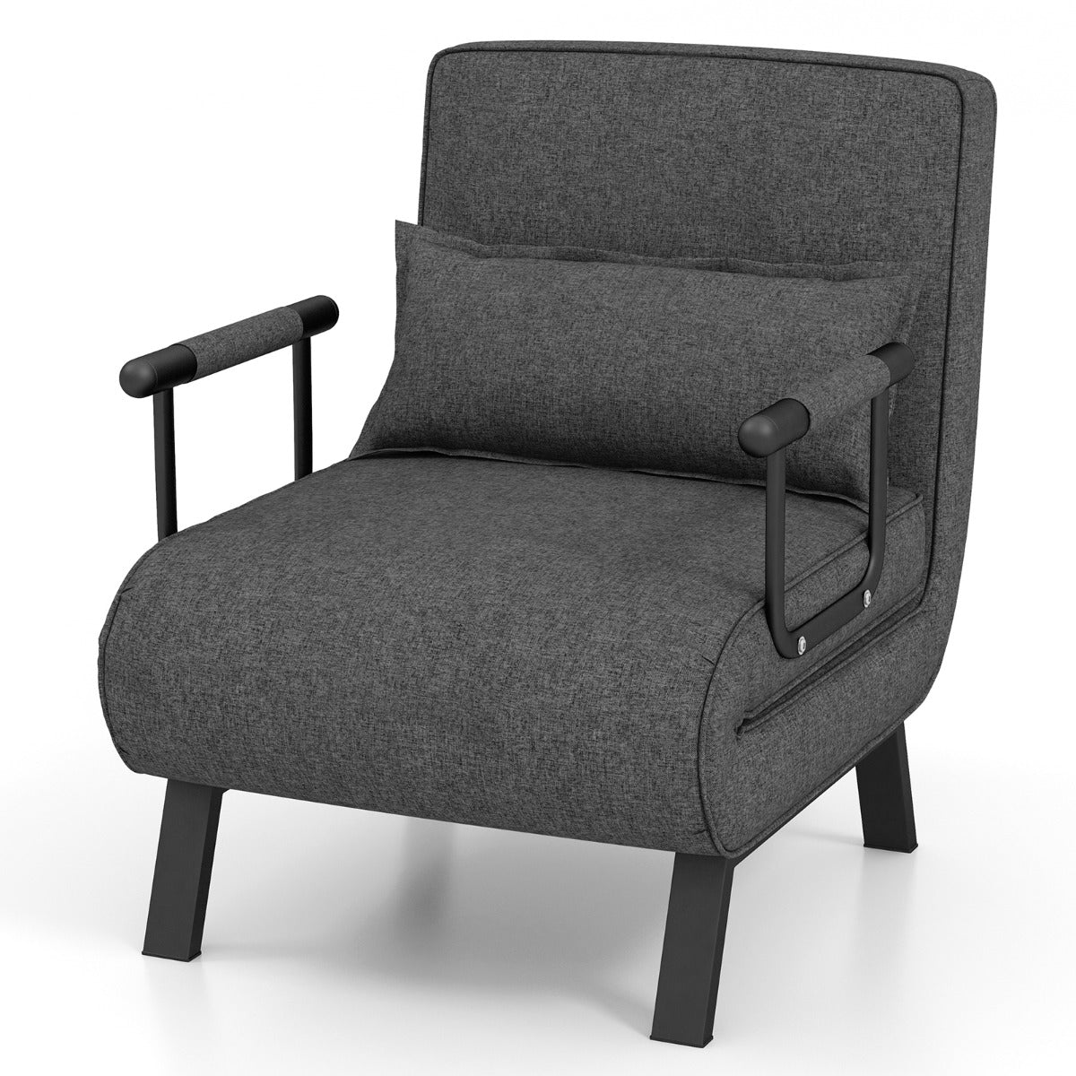 LIVSK 4-in-1 Slaapstoel Donkergrijs - Inklapbaar - 6-voudig Verstelbare Rugleuning - Comfortabel Kussen - Multifunctioneel