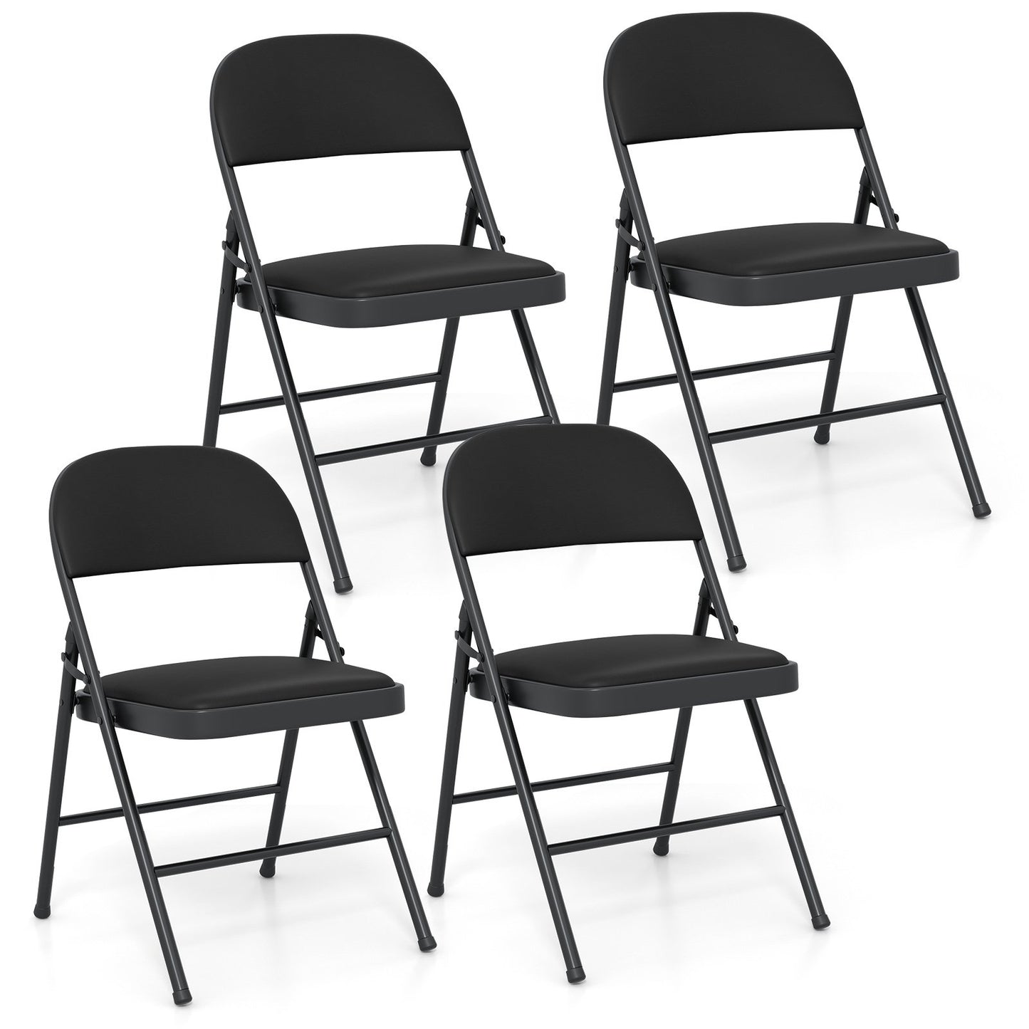 LIVSK Klapstoelen Set - Ergonomische Rugleuning - Huidvriendelijk PVC Leer - Metalen Frame - Tot 150 kg - Zwart