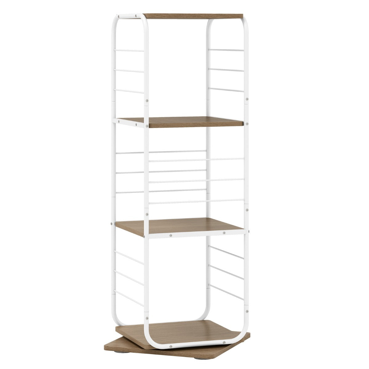 Livsk costway 4 laags draaibare boekenkast 360 draaibare boekentoren met metalen frame staande opbergkast voor kantoor en woonkamer naturel 1