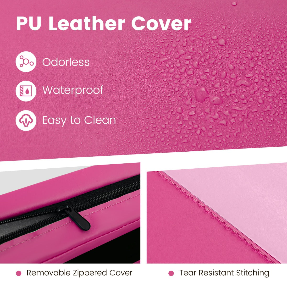 LIVSK Opvouwbare Yogamat - 5 cm EPE-schuim - Handgrepen - Klittenbandsluitingen - Gemakkelijk schoon te maken - Roze