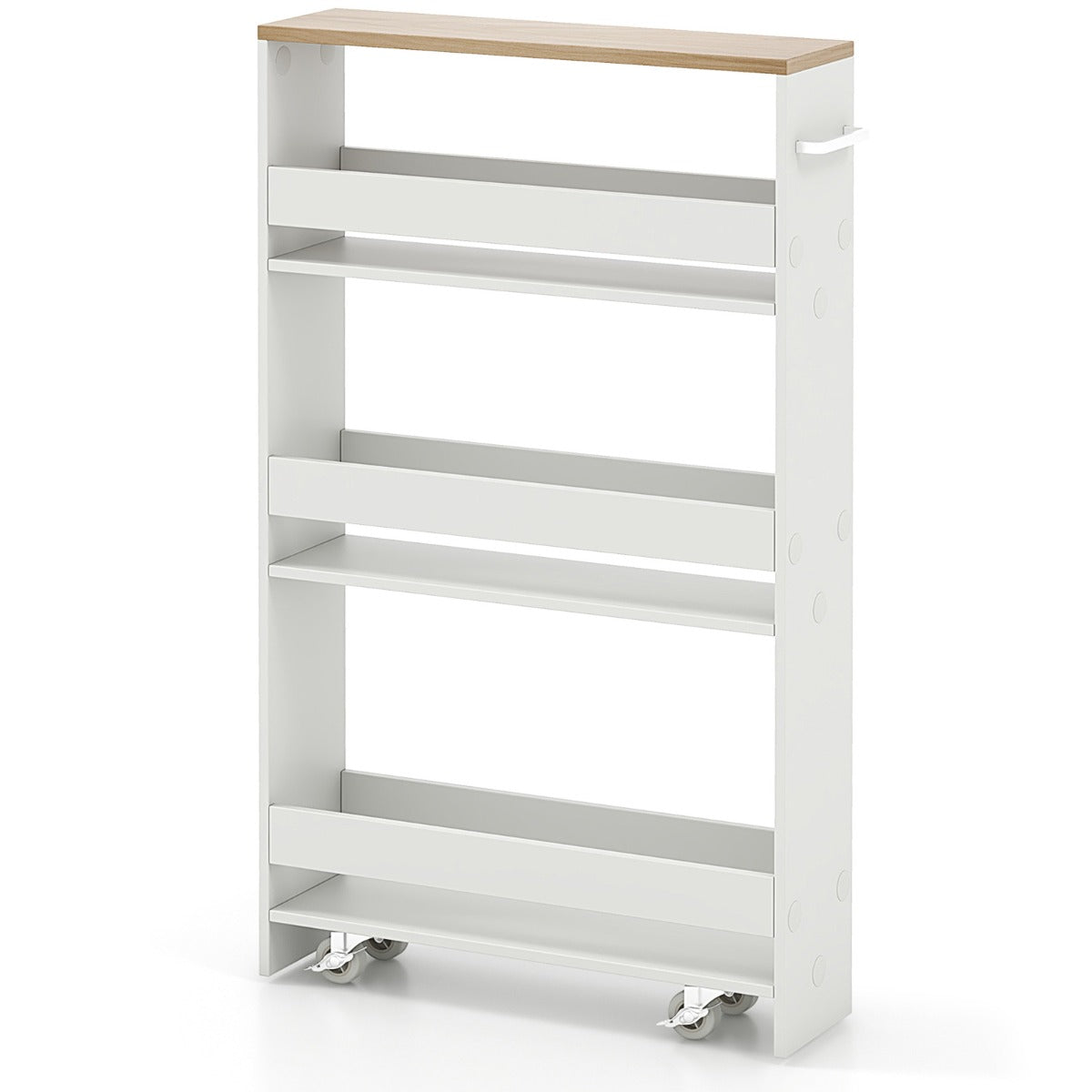 Livsk costway 4 laags slanke opbergkar keukenwagen met zwenkwielen multifunctionele kar 1 1