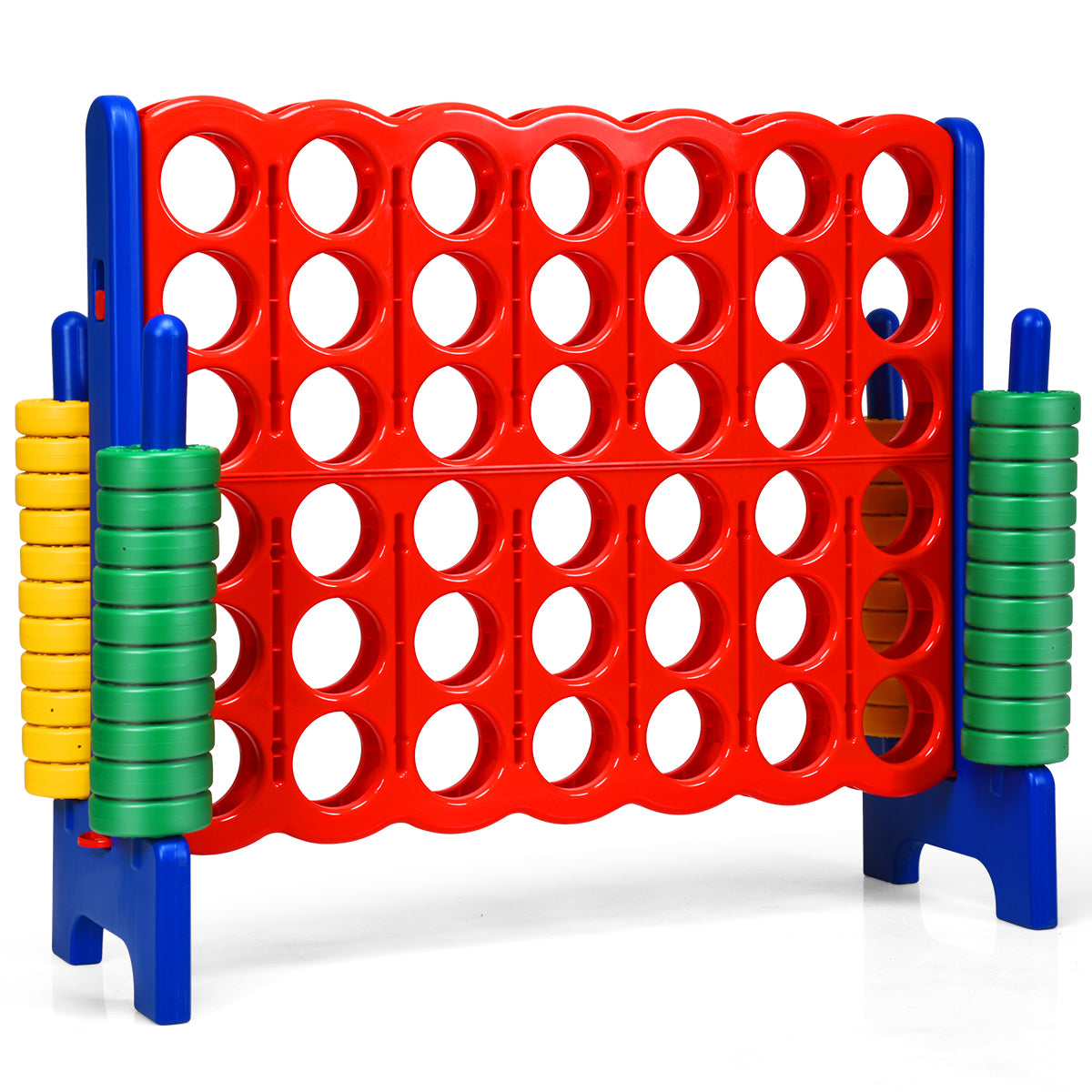 LIVSK Gigantische 4-op-een-rij Set - Interactief Spel voor Kinderen - Duurzaam en Lichtgewicht - Verstelbare Hoogte - 120 x 42 x