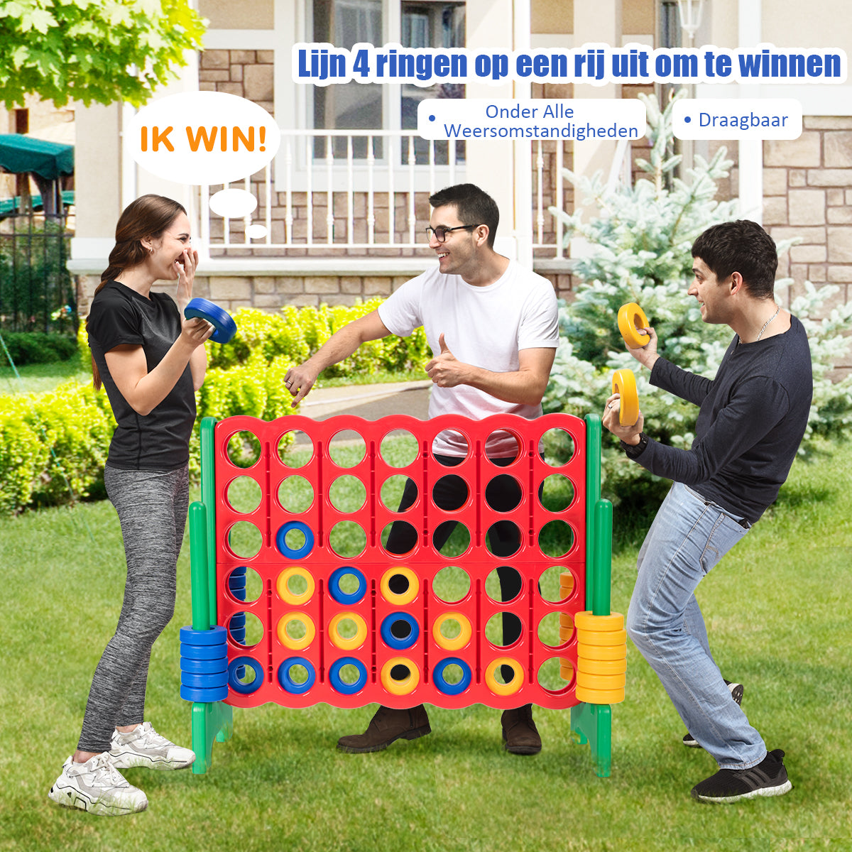 LIVSK Match 4-spelset - Voor Binnen en Buiten - Duurzaam en Lichtgewicht - 120 x 42 x 104 cm - Rood, Blauw, Geel, Groen