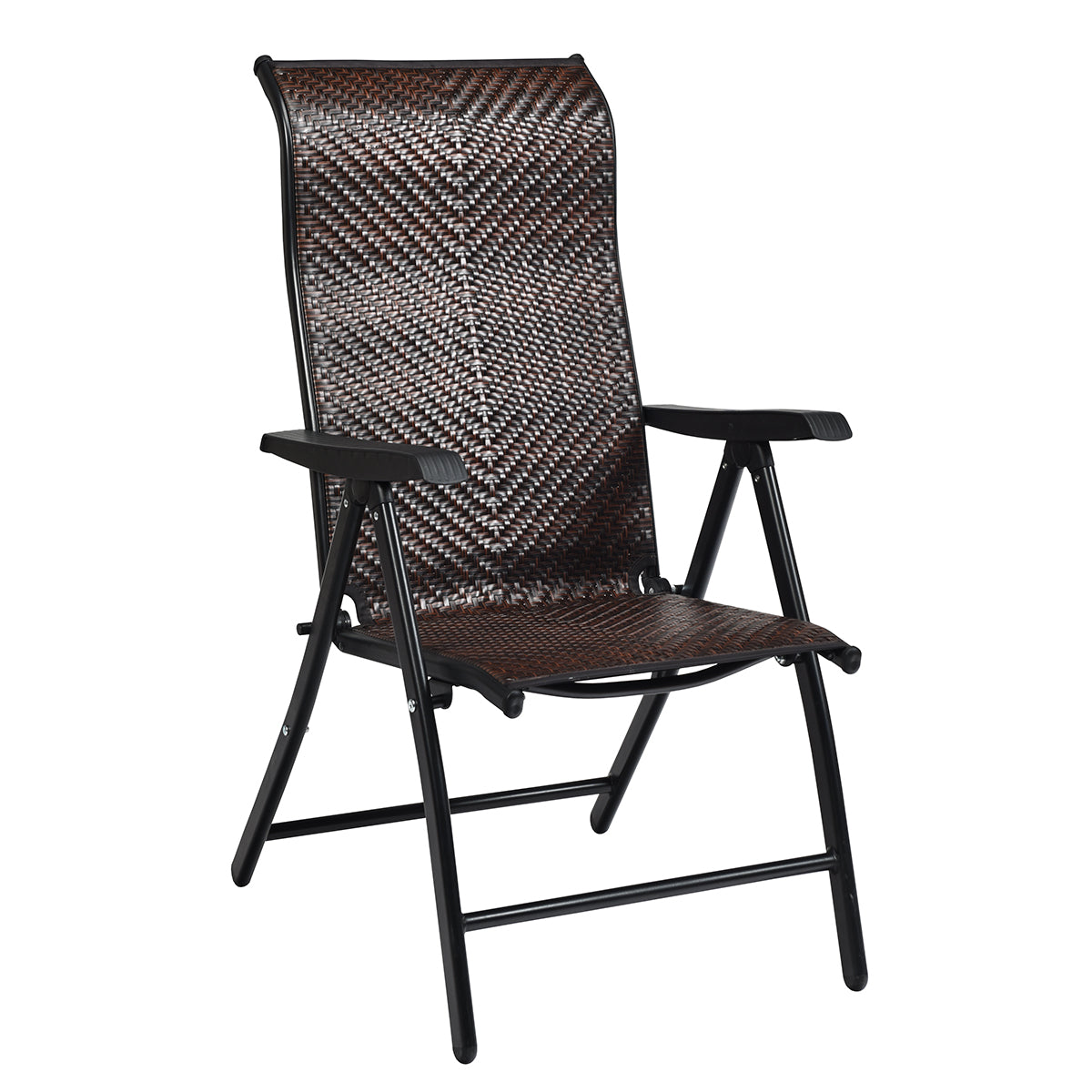 Livsk costway 4 rotan vouwstoelen voor de patio draagbare buiten kampeerstoelen bruin 2