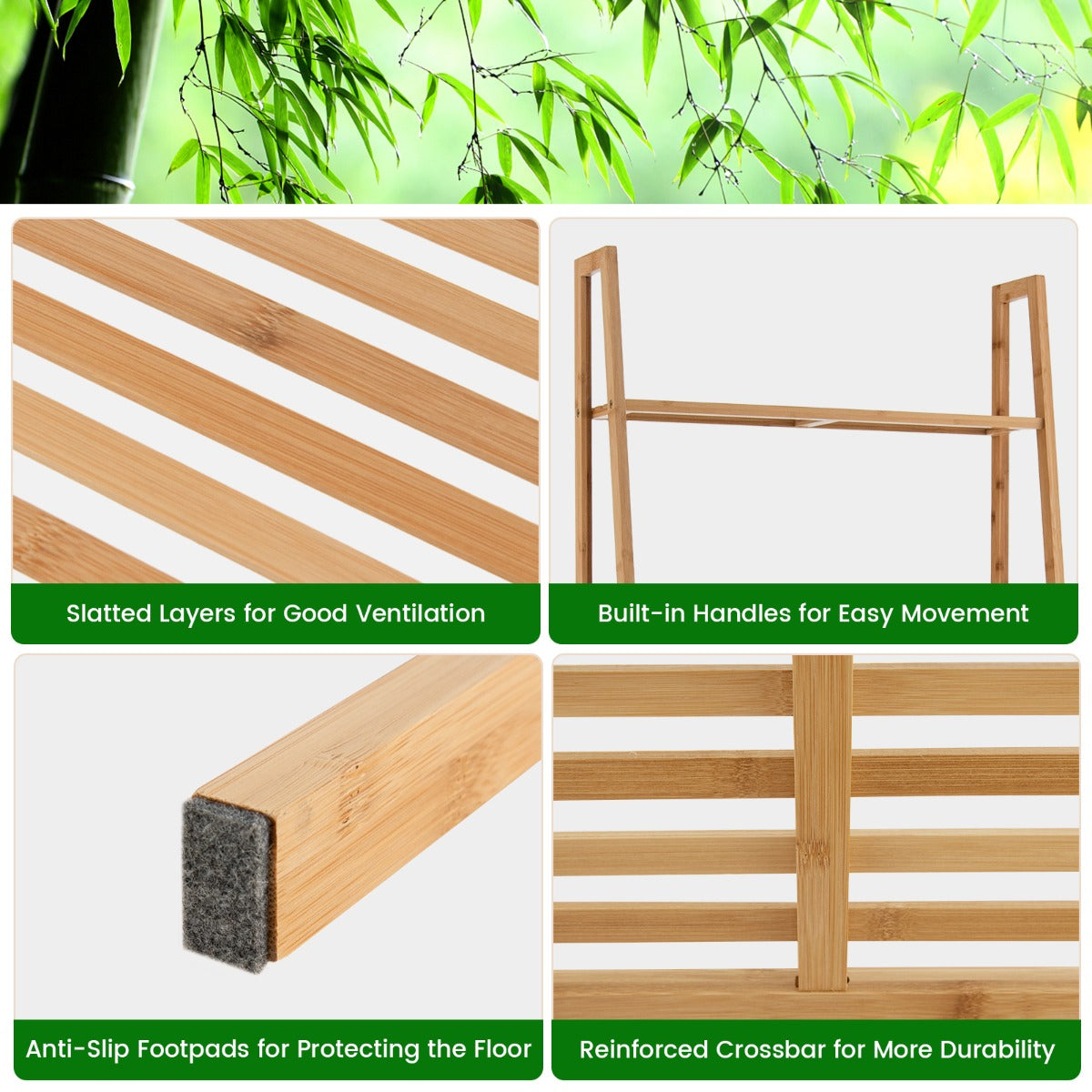 Livsk costway 4 tier ladderplank gemaakt van bamboe multifunctionele plantentribune vertoningsplank voor woonkamer keuken bureau natuur 5