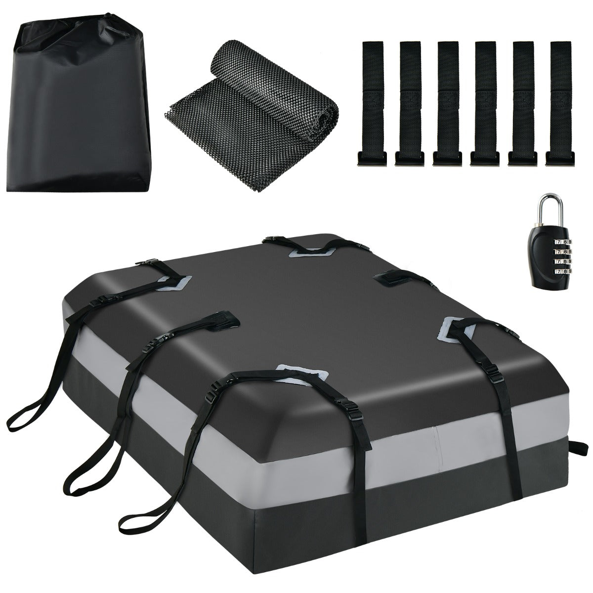 LIVSK Autodaktas 424 L - Waterdicht PVC - Antislipmat - Cijferslot - Eenvoudige installatie - 112 x 86 x 43 cm - Grijs + Zwart