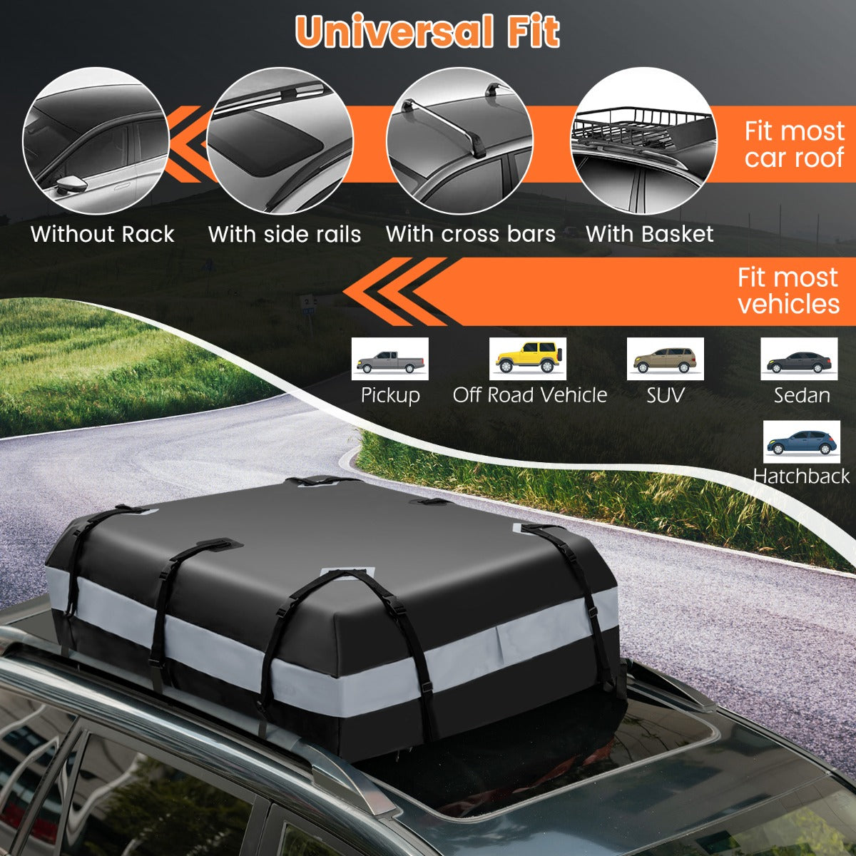 LIVSK Autodaktas 424 L - Waterdicht PVC - Antislipmat - Cijferslot - Eenvoudige installatie - 112 x 86 x 43 cm - Grijs + Zwart