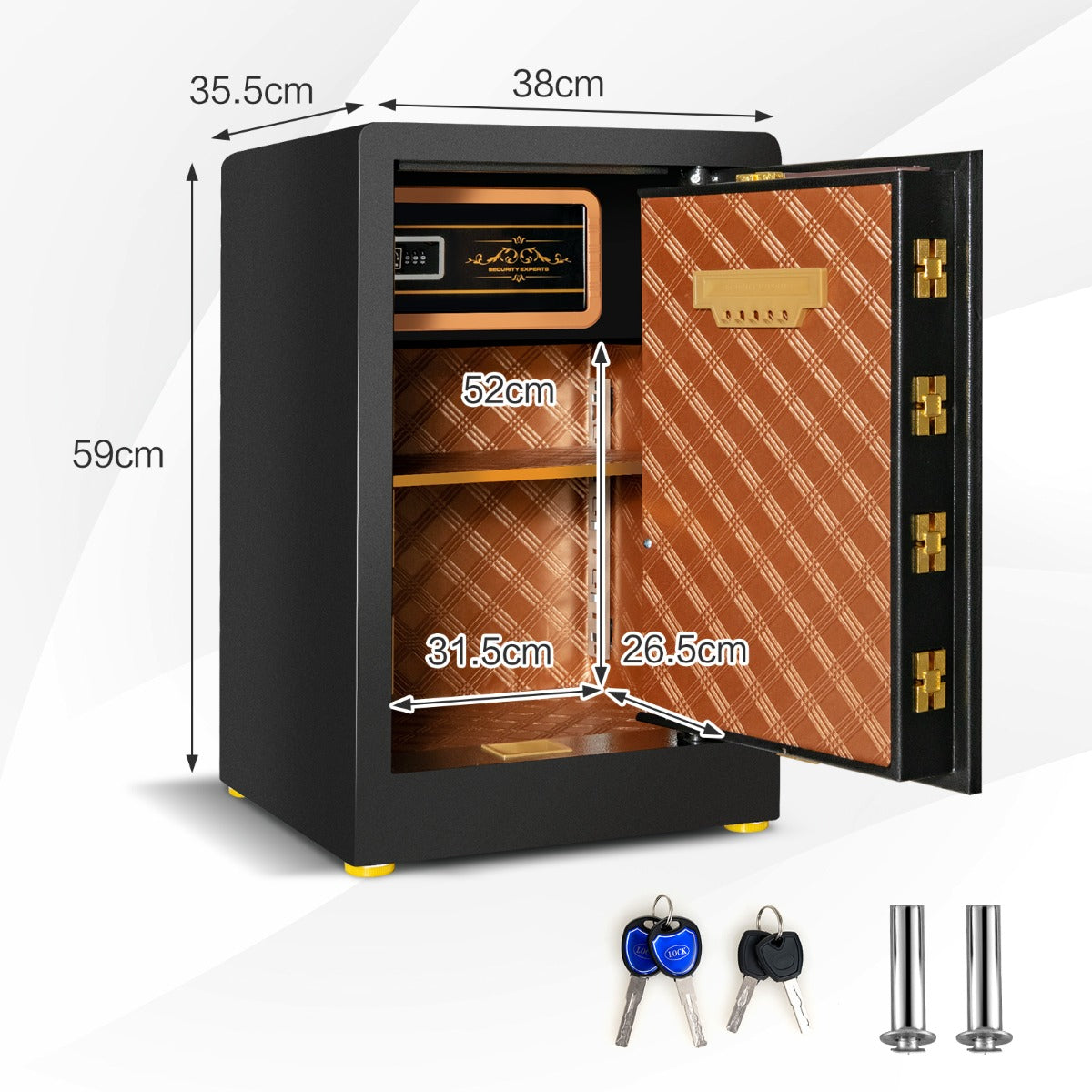 LIVSK Digitale Beveiligingskluis - 42,5L Capaciteit - Massief Stalen Constructie - Interne Vergrendelingskast - Zwart