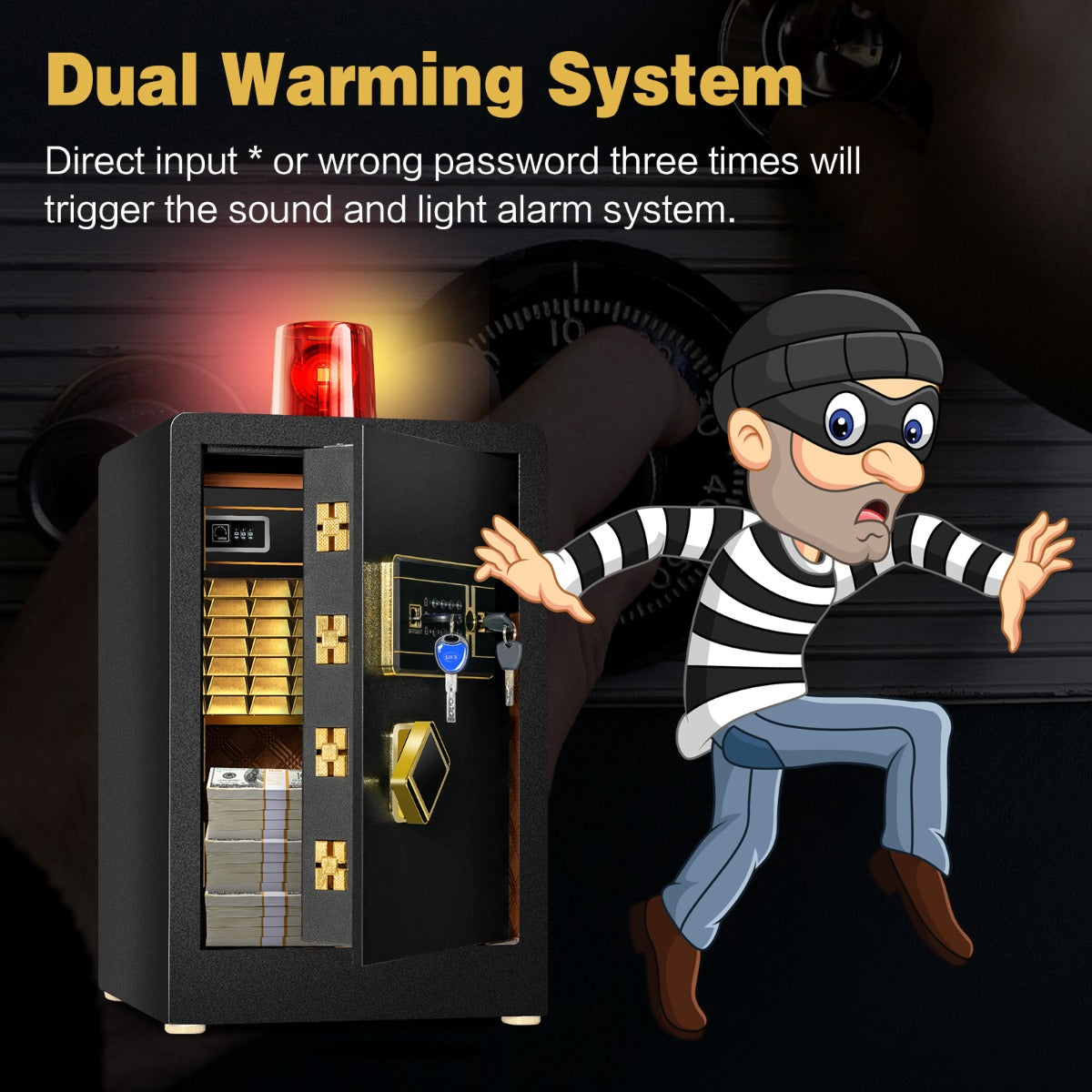 LIVSK Digitale Beveiligingskluis - 42,5L Capaciteit - Massief Stalen Constructie - Interne Vergrendelingskast - Zwart