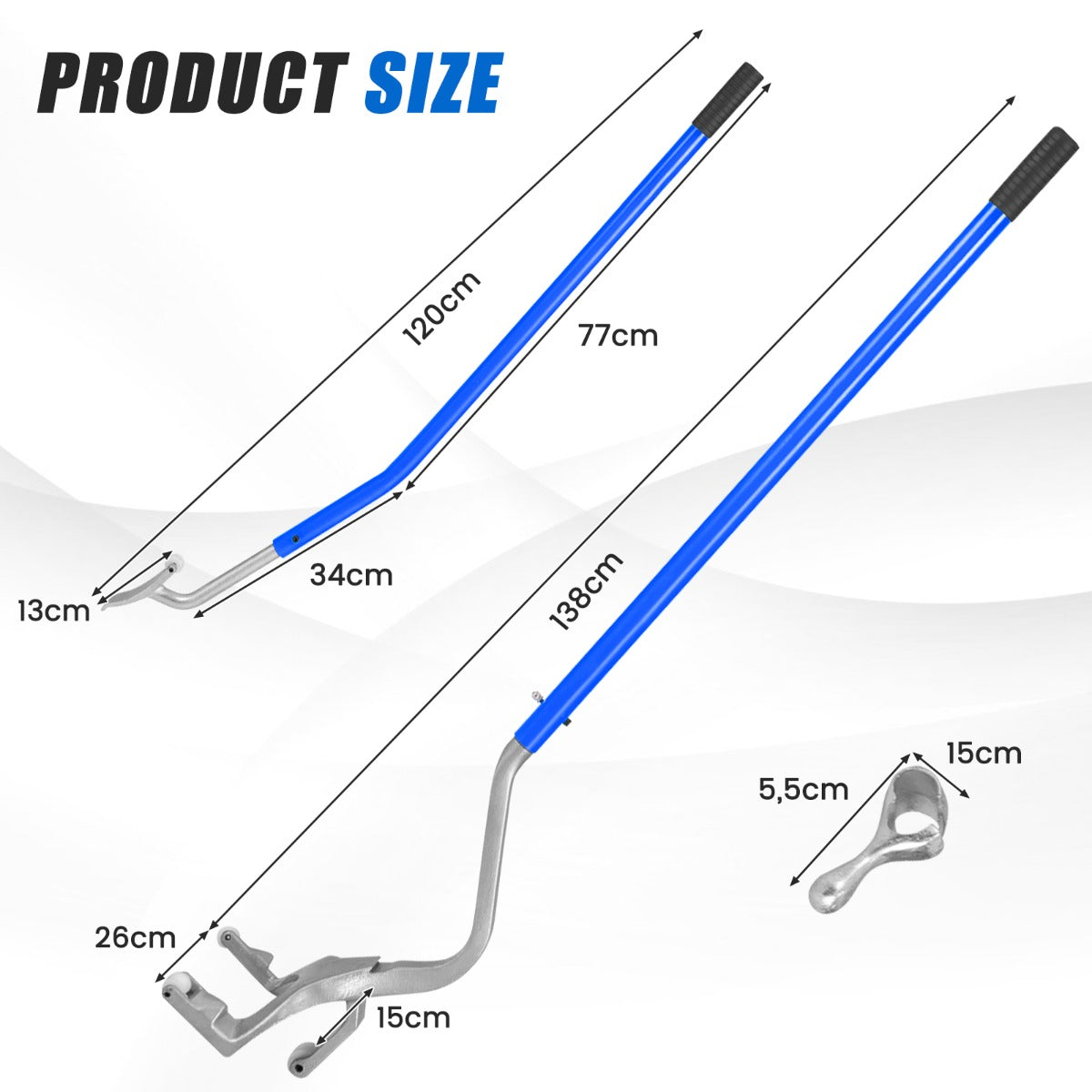 LIVSK 3-delige Bandenwisselset - Montage- en Demontagegereedschap met Hielhouder - Voor Tubeless Banden 44-62 cm - Blauw
