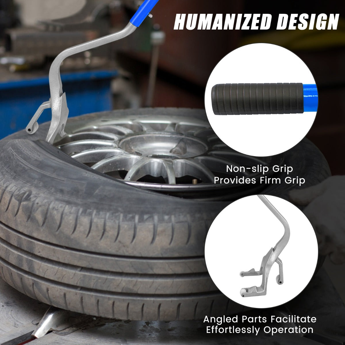LIVSK 3-delige Bandenwisselset - Montage- en Demontagegereedschap met Hielhouder - Voor Tubeless Banden 44-62 cm - Blauw