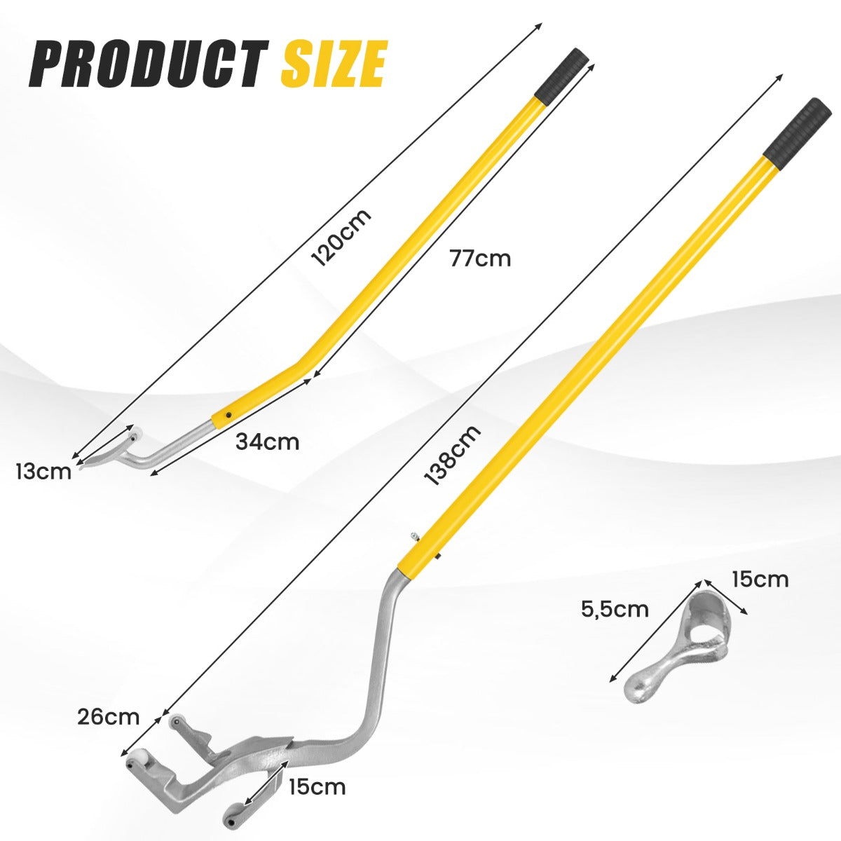 LIVSK 3-delige Bandenwisselset - Voor Tubeless Banden 44-62 cm - Duurzaam Koolstofstaal - Ergonomisch - Geel