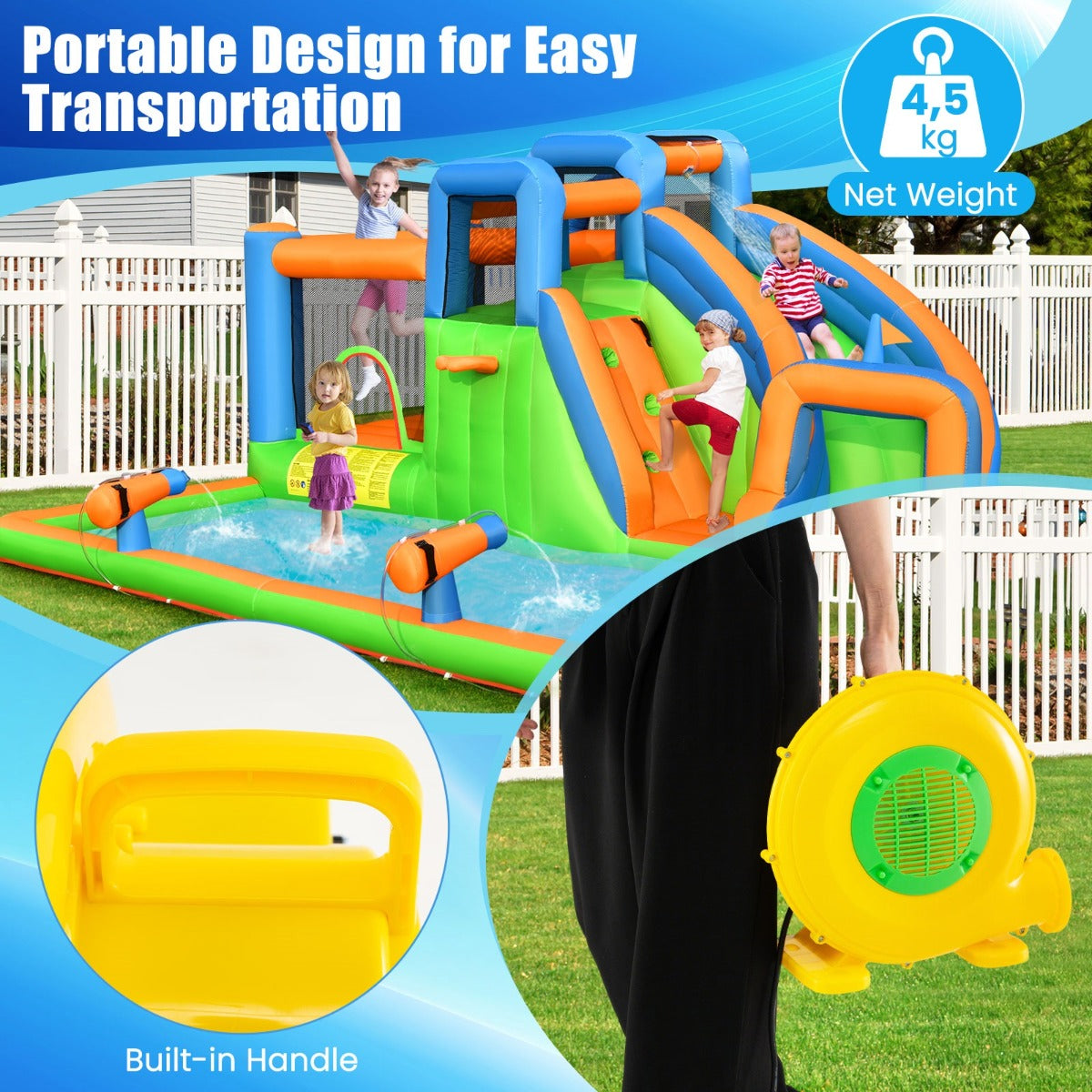 LIVSK Elektrische Blower 450W - Hoog Luchtvolume 850 m³/u - Schokbestendig - Waterdichte Schakelaar - Geel