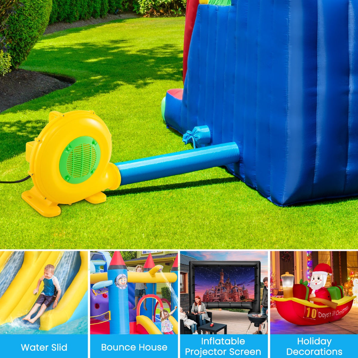 LIVSK Elektrische Blower 450W - Hoog Luchtvolume 850 m³/u - Schokbestendig - Waterdichte Schakelaar - Geel