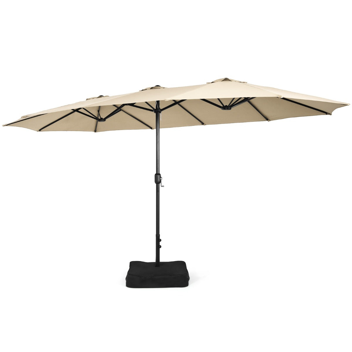 LIVSK Dubbelzijdige Parasol - Groot Schaduwoppervlak 451,5 cm - Metalen Standaard - Eenvoudig te Gebruiken - Beige
