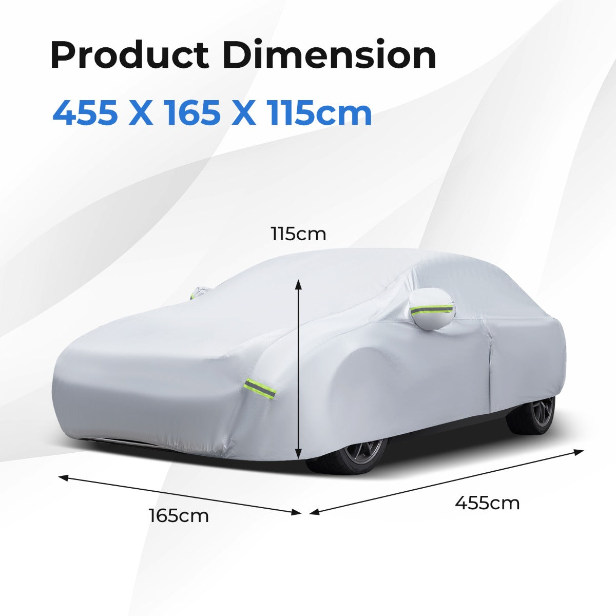 LIVSK Universele Autohoes - 3-laagse Constructie - UV-, Regen- en Sneeuwbestendig - Reflecterende Strips - Zilver