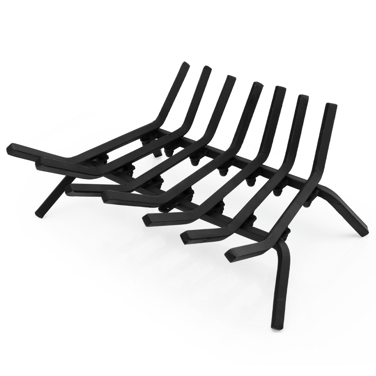 LIVSK Haardrooster van Smeedijzer - Hittebestendige Coating - V-vormig Ontwerp - Verhoogde Basis - Draagvermogen 50 kg - Zwart