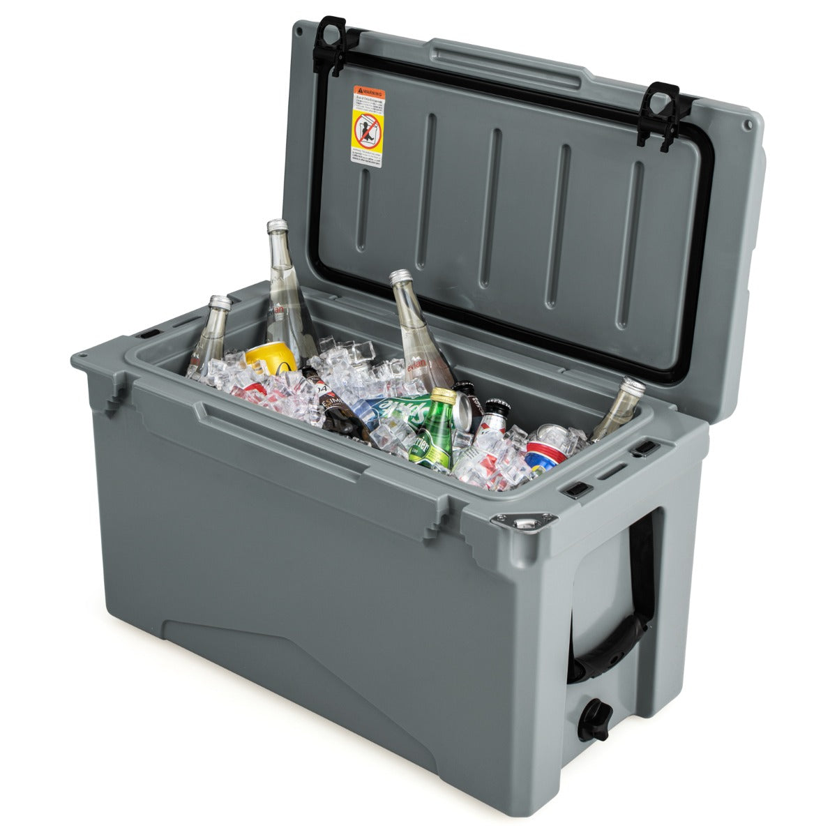 LIVSK Geïsoleerde Koelbox - Rotomoulded - 47L Capaciteit - Bekerhouders en Flesopener - 5-7 Dagen Koel - Grijs
