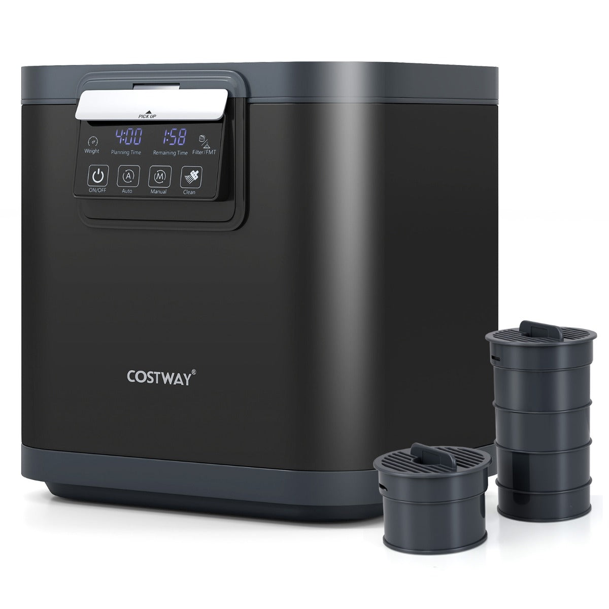 Livsk costway 4l elektrische compostbak voor keuken slimme afvalbak voor op het aanrecht zelfreinigend led display compostbak voor binnen buiten 1 1