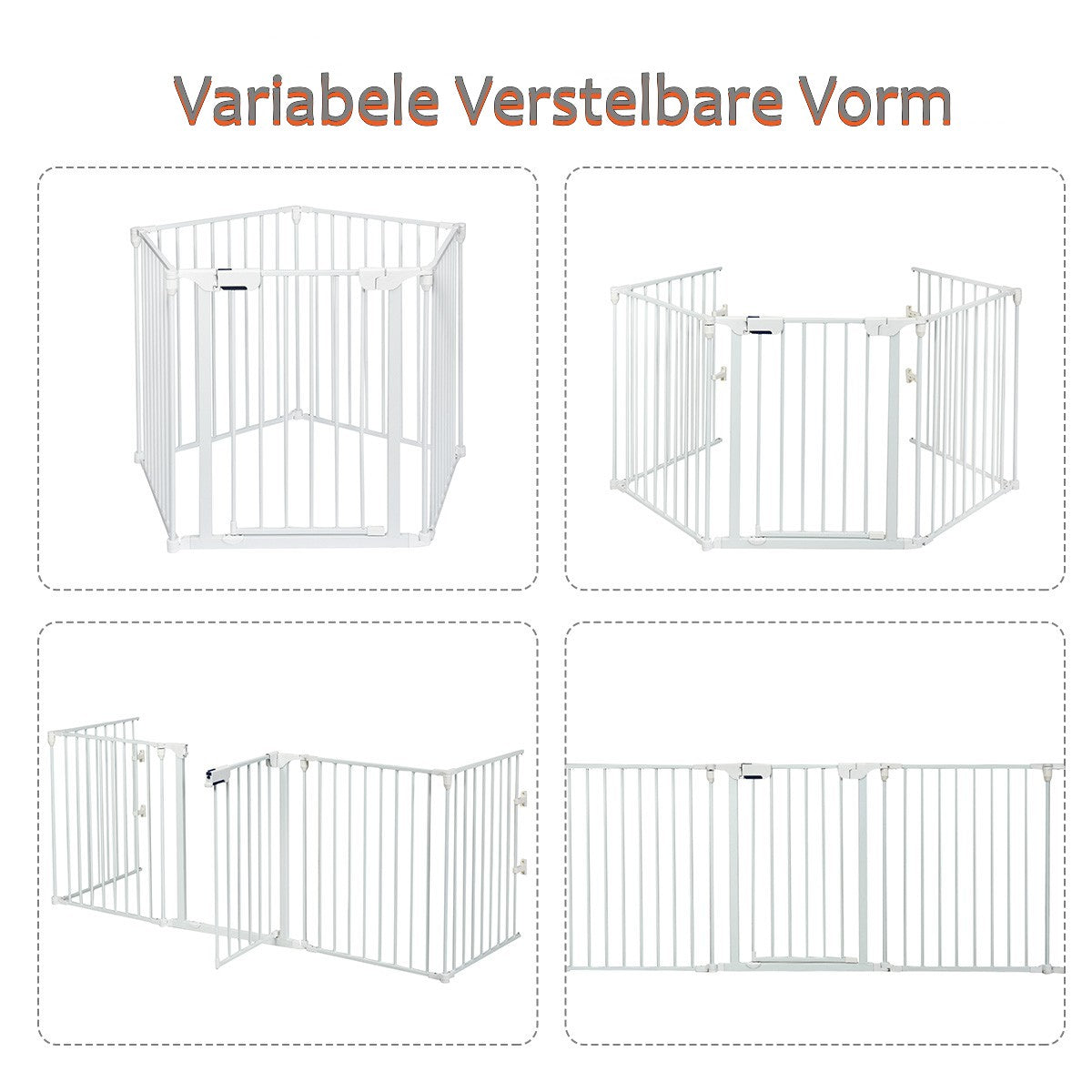 LIVSK Multifunctioneel 5-delig Veiligheidshek voor Baby's en Huisdieren - Stevig en Duurzaam - Draaideur met Vergrendeling - Wit