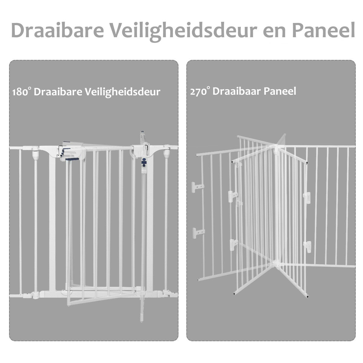 LIVSK Multifunctioneel 5-delig Veiligheidshek voor Baby's en Huisdieren - Stevig en Duurzaam - Draaideur met Vergrendeling - Wit