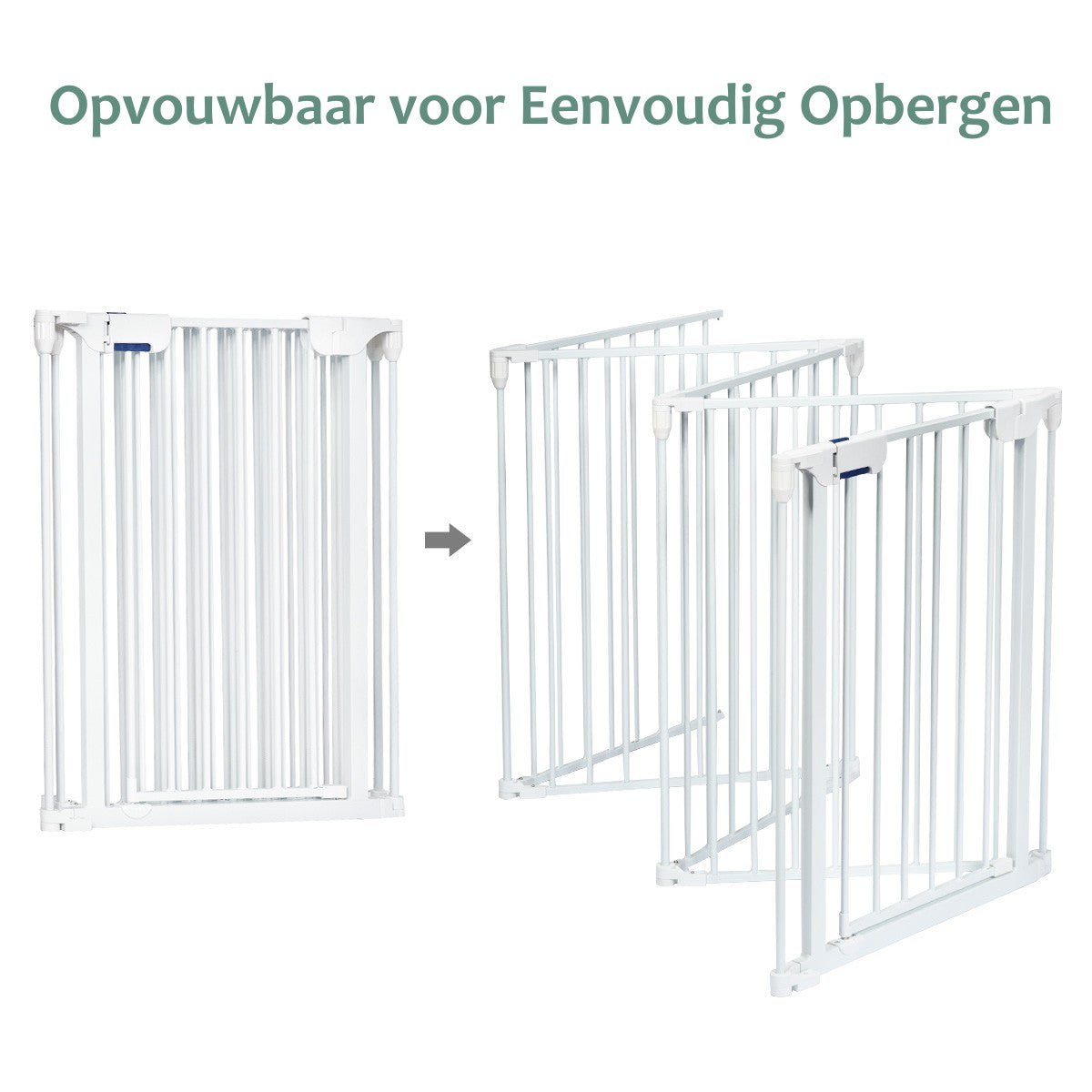 LIVSK Multifunctioneel 5-delig Veiligheidshek voor Baby's en Huisdieren - Stevig en Duurzaam - Draaideur met Vergrendeling - Wit