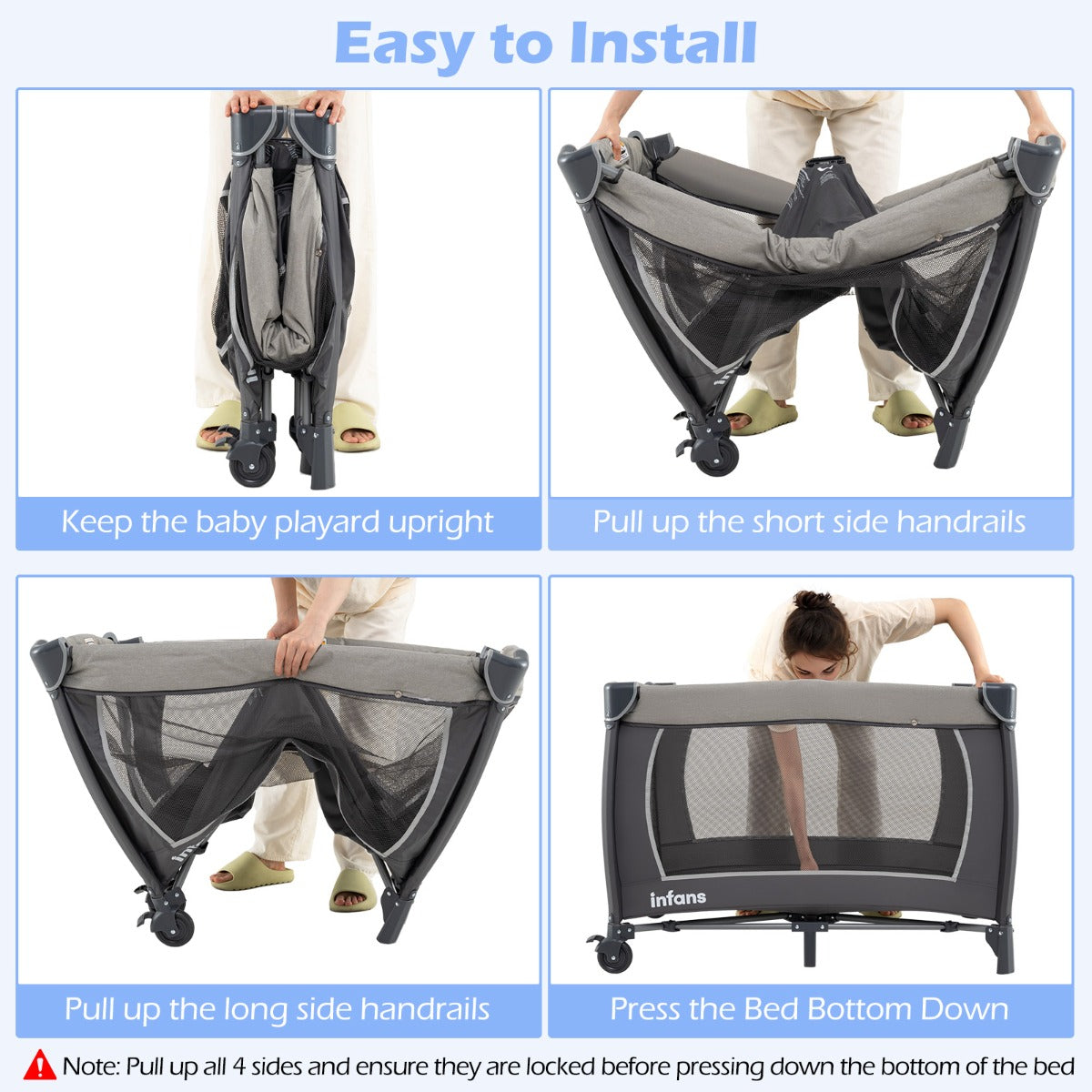 Livsk costway 5 in 1 reisbedje voor babys opvouwbaar babybedje met aankleedtafel babybox met opbergmand draagtas grijs 6