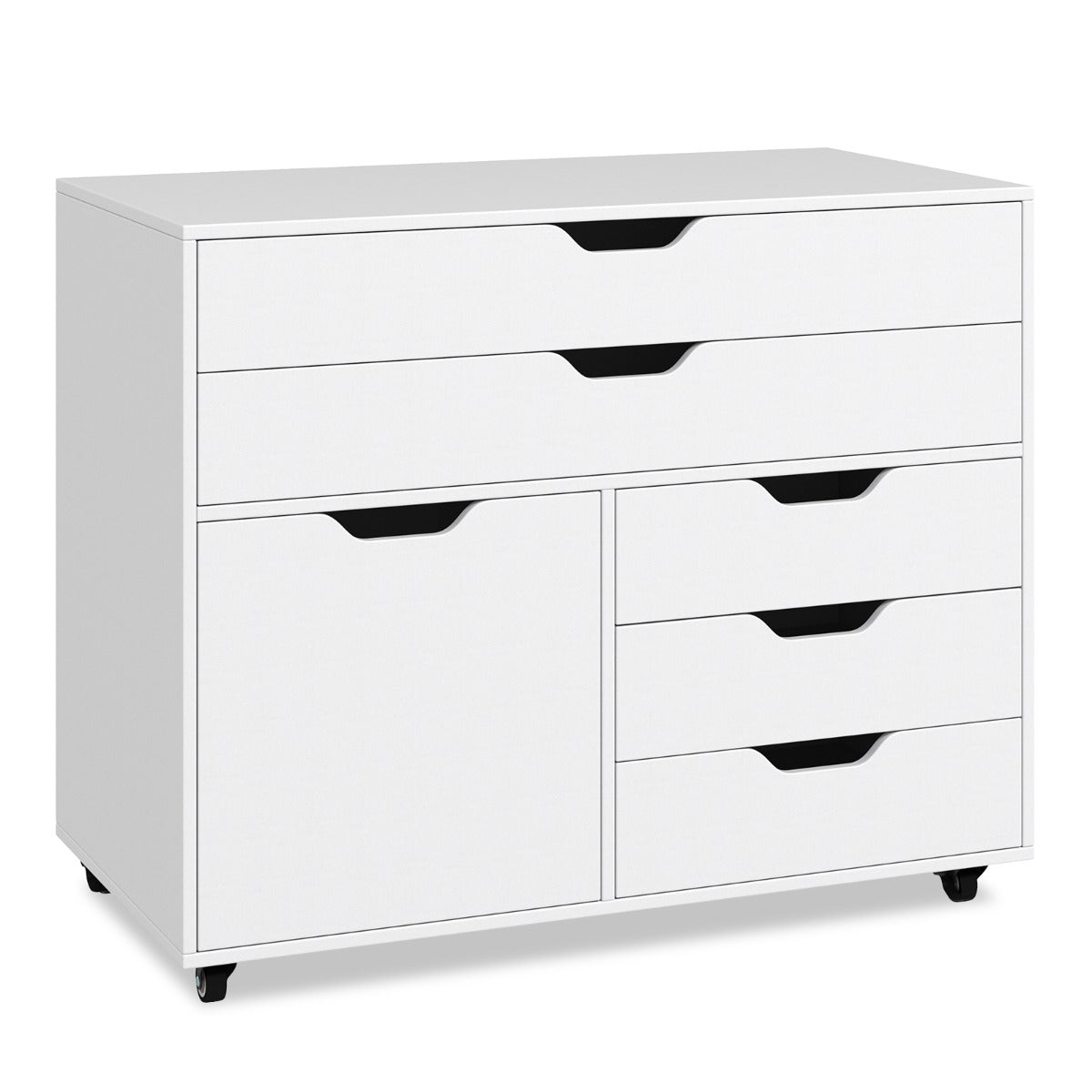 Livsk costway 5 ladekast met deur verrijdbaar dressoir met 5 wielen rollende archiefkast printerstandaard moderne opbergkast voor kantoor 1 1