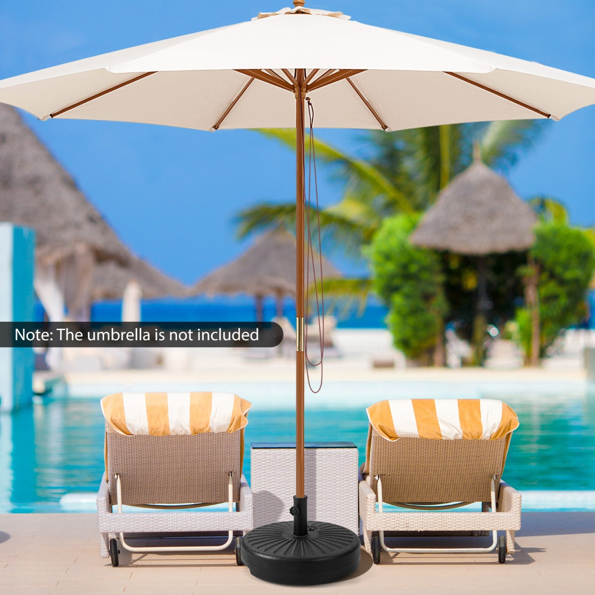 LIVSK Vulbare Parasolvoetsteun - 18 L Capaciteit - HDPE Materiaal - Geschikt voor 270-300 cm Parasols - 50 x 30 cm - Zwart